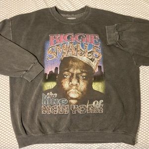 Grey Urban Outfitters Biggie Smalls Crewneck Sweater “It was all a dream”